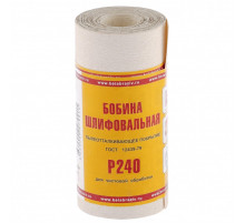 Шкурка на бумажной основе, LP10C, зернистость Р 240, мини-рулон 115 мм х 5 м, "БАЗ" Россия