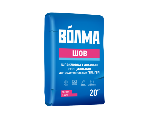 Шпаклевка гипсовая специальная для заделки стыков гкл, гвл "ВОЛМА Шов" 20 кг.