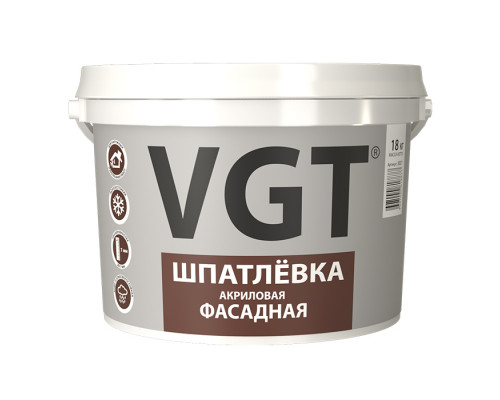 Шпатлевка акриловая фасадная VGT 18 кг.