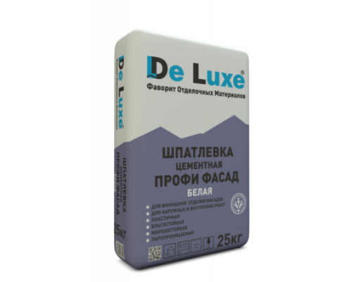 Шпатлевка цементная "Профи Фасад" белая 25кг., De Luxe 