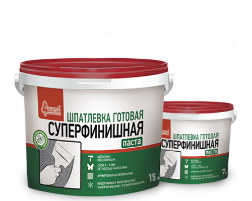 Шпатлевка готовая полимерная "Суперфинишная" белый 7 кг. Старатели