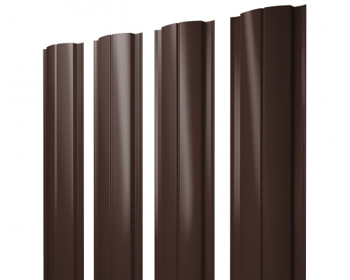 Штакетник с прямым резом Grand Line Полукруглый Slim 100 мм. PE-Double RAL 8017 Шоколад 0,45 мм.