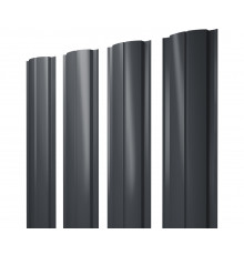 Штакетник с прямым резом Grand Line Полукруглый Slim 100 мм. Satin Matt RAL 7024 Мокрый асфальт 0,5 мм.