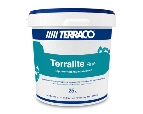 Штукатурка декоративная акриловая Terralite Fine 1 мм. мелкозернистый наполненная мраморной крошкой 15 кг. Terraco