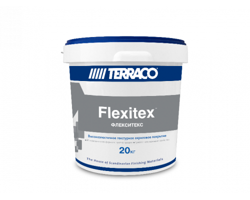 Штукатурка декоративная акриловая высокоэластичная Flexitex с низким профилем 15 кг. Terraco