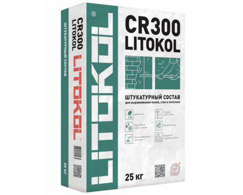 Штукатурный тиксотропный состав для выравнивания полов, стен и потолков Litokol CR300 25 кг.