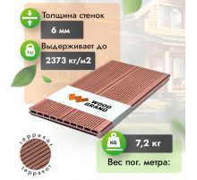 Ступень пустотелая ДПК Woodgrand 320 x 22 х 3000 мм. Терракот