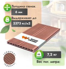 Ступень пустотелая ДПК Woodgrand 320 x 22 х 4000 мм. Терракот