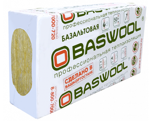 Теплоизоляционная плита минераловатная BASWOOL / БАСВУЛ РУФ В 170 1200х600х50 170 кг/м3 (2,88м2 / 0,144м3) 4 плит