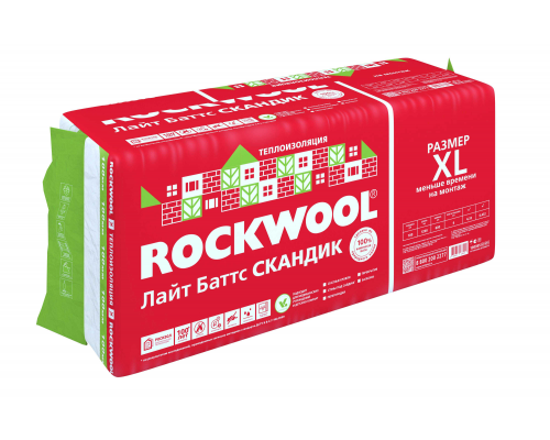 Теплоизоляционные плиты из каменной ваты Rockwool XL / Роквул Лайт Баттс Скандик 1200 x 600 x 100 мм. 6 плит (4,32м2 / 0,432м3)