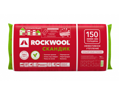 Теплоизоляционные плиты из каменной ваты Rockwool XL / Роквул Лайт Баттс Скандик 1200 x 600 x 150 мм. 5 плит (3,6м2 / 0,54м3)