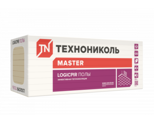 Теплоизоляционные плиты LOGICPIR Полы L- 1185 х 585 х 30 мм. (5,55м2 / 0,166м3) 8 плит, Технониколь Master