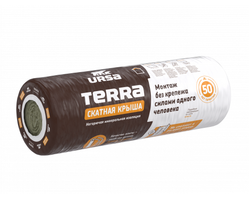 Теплоизоляция УРСА ТЕРРА / URSA TERRA 35 QN Скатная крыша 4500 х 1200 х 100 мм. (5,4м2 / 0,54м3)