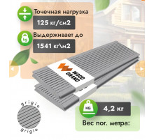 Террасная доска ДПК полнотелая WOODGRAND 140 х 20 мм. Grigio