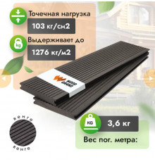 Террасная доска ДПК полнотелая WOODGRAND 140 х 20 мм. Венге