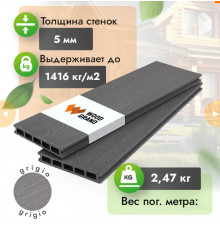 Террасная доска ДПК с тиснением WOODGRAND 150 х 22 мм. Grigio