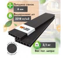 Террасная доска ДПК с тиснением WOODGRAND 150 х 28 мм. Антрацит