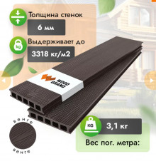 Террасная доска ДПК с тиснением WOODGRAND 150 х 28 мм. Венге
