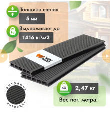 Террасная доска ДПК WOODGRAND 150 х 22 мм. Антрацит