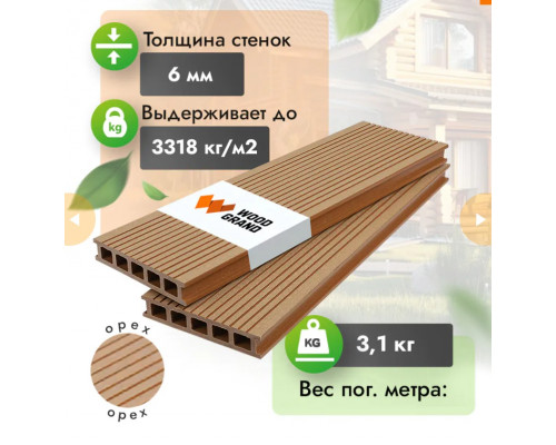 Террасная доска ДПК WOODGRAND 150 х 28 мм. Орех