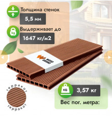 Террасная доска ДПК WOODGRAND 200 х 24 мм. Терракот