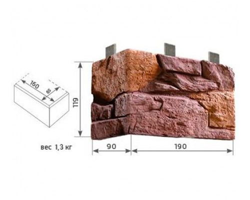 Угол наружный Каньон Сланец 190 х 90 х 119 мм. Цвет №74