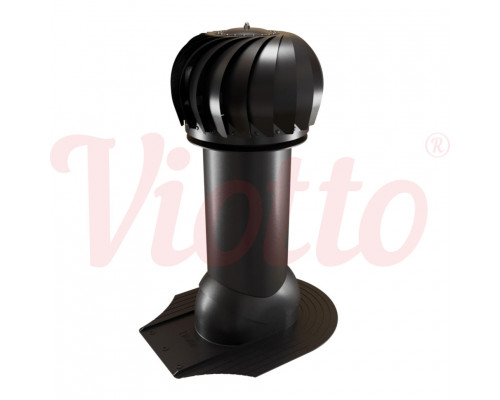 Вентиляция роторная для мягкой кровли неутепленная Viotto 125 х 650 мм. RAL 9005 Черный