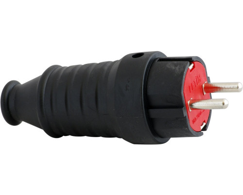 Вилка прямая 16А 250V 2P IP44 с/з каучуковая F-201K Fetih