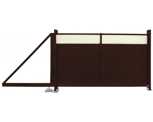 Ворота откатные Grand Line Estet Plus 2,4 х 3,5 м. RAL 8017/1014