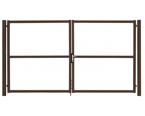 Ворота распашные Grand Line Colority Zinc Lock 2,0 х 3,5 м. RAL 8017 Коричневый шоколад