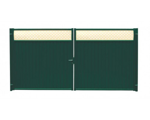 Ворота распашные Grand Line Estet Plus 2,4 х 3,6 м. RAL 6005/1014 Зеленый мох