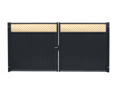 Ворота распашные Grand Line Estet Plus 2,4 х 3,6 м. RAL 7024/1014 Серый графит