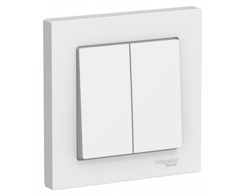 Выключатель AtlasDesign Белый 2-клавишный сх.5, 10АХ, (в сборе с рамкой) Schneider Electric