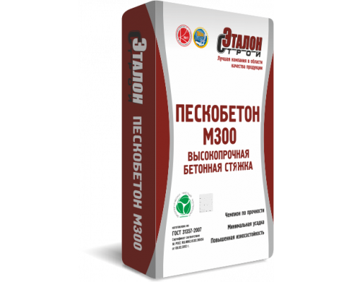 Высокопрочная стяжка пола Пескобетон М-300 серый 25 кг. Эталон