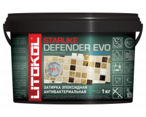 Затирка антибактериальная̆ двухкомпонентная эпоксидная Litokol Starlike Defender EVO BIANCO ASSOLUTO S.100 абсолютно белый 1 кг.