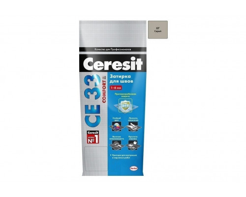 Затирка цементная от 2 - 5 мм. Ceresit СЕ 33 Comfort №07 Серый 5 кг.