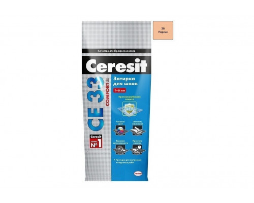 Затирка цементная от 2 - 5 мм. Ceresit СЕ 33 Comfort №28 Персик 2 кг.
