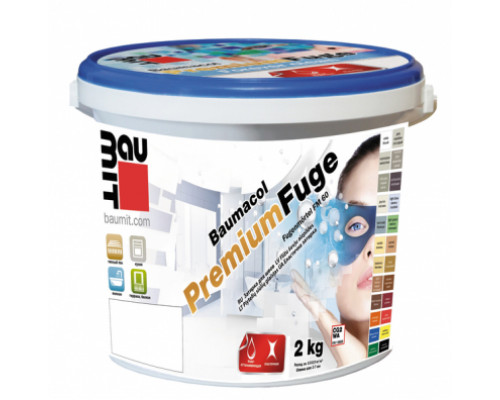Затирка эластичная цементная плиточная Baumit Baumacol PremiumFuge белая 2 кг.