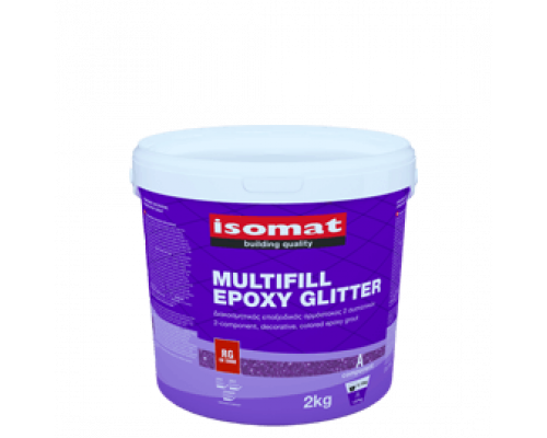 Затирка эпоксидная декоративная 3-компонентная Multifill-Epoxy Glitter прозрачный 2 кг. Isomat