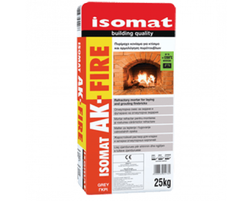 Жаростойкий раствор для кладки и затирки огнеупорных кирпичей Isomat AK-Fire серый 5 кг.