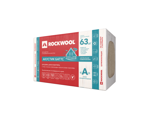 Звукопоглощающие плиты из каменной ваты Rockwool / Роквул Акустик Баттс 1000 х 600 х 50 мм. 6м2 / 0,3м3 10 плит